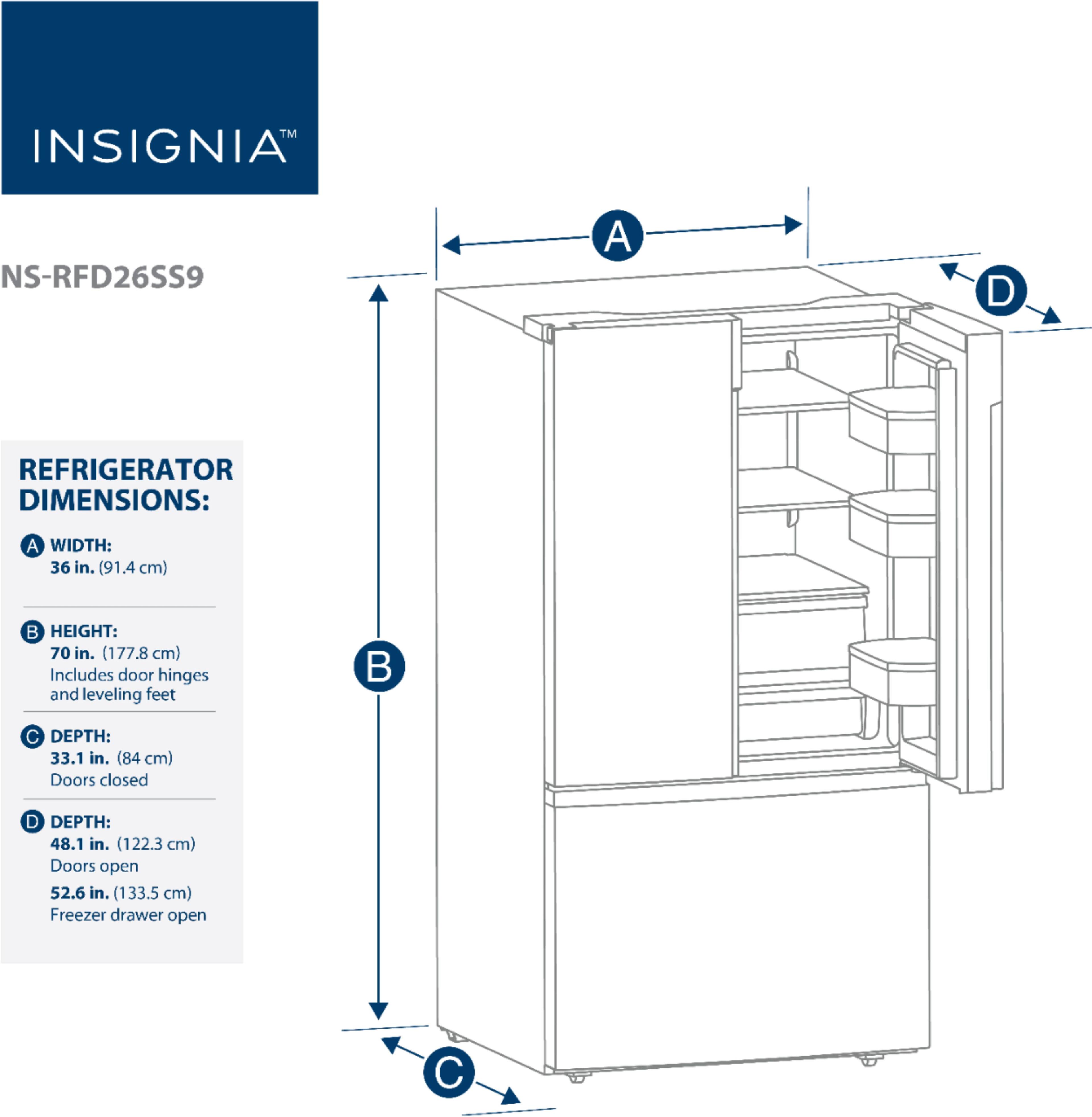 Insignia™ - 26.6 Cu. Ft. French Door Refrigerator - Stainless steel at