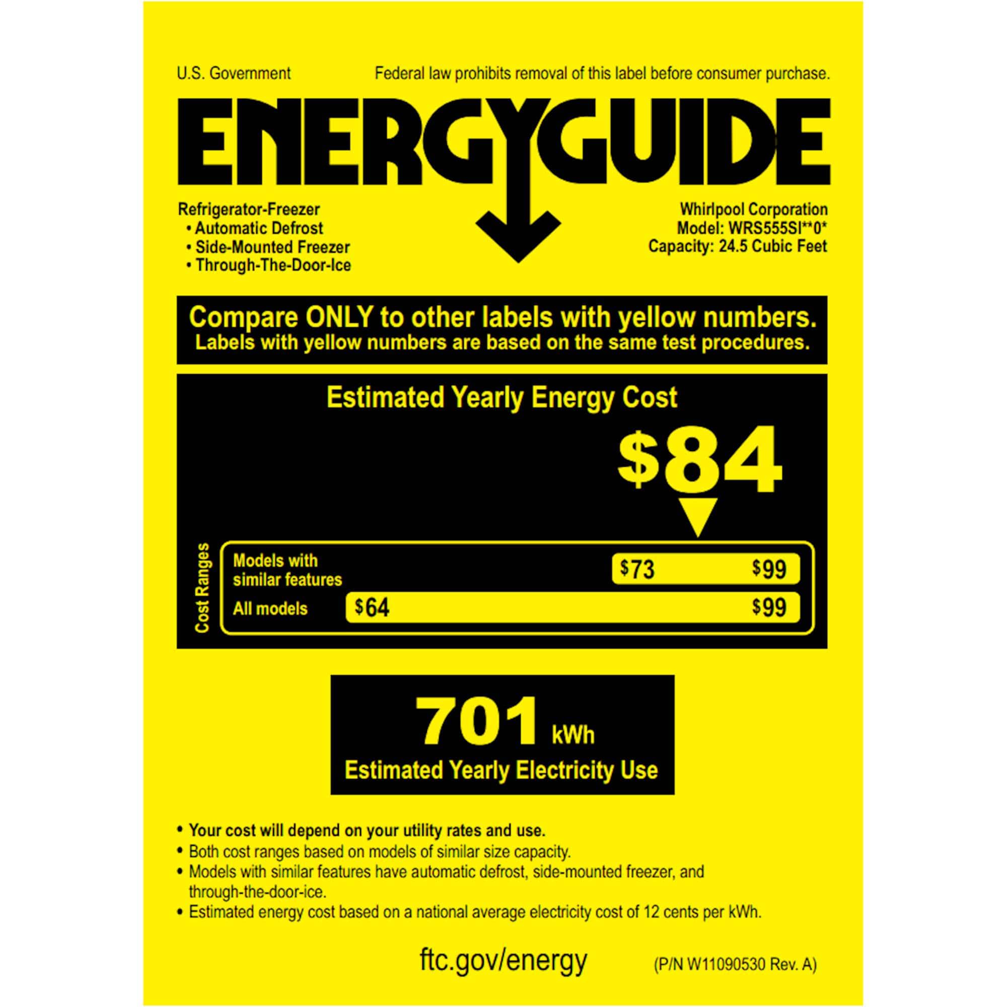 Whirlpool - 24.5 Cu. Ft. Side-by-Side Refrigerator - White - Energy_Guide