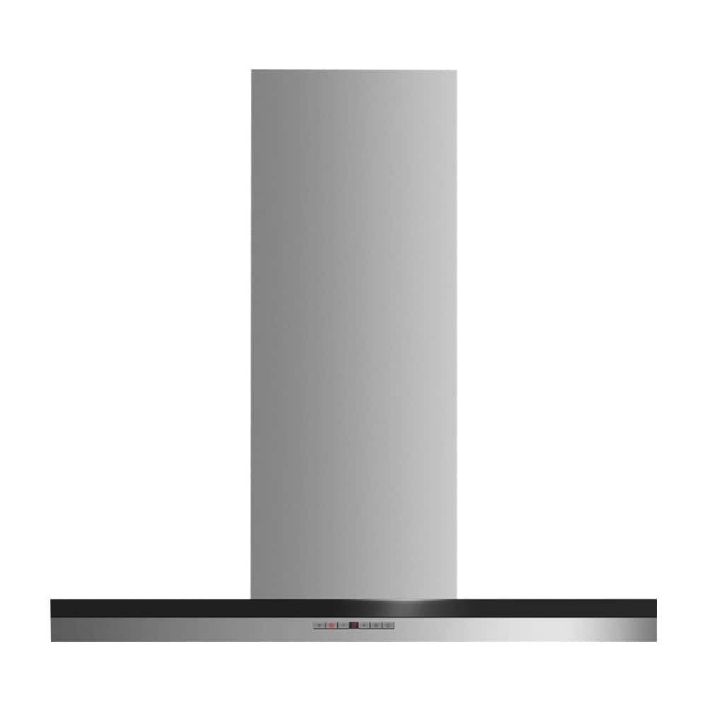 Fisher & Paykel - 35" Convertible Range Hood - Brushed Stainless Steel/Black Glass - Front_Zoom