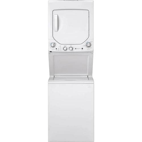GE - Unitized Spacemaker 2.3 Cu. Ft. 12-Cycle Washer and 4.4 Cu. Ft. 4-Cycle Electric Dryer Combo - White on White - Front_Standard