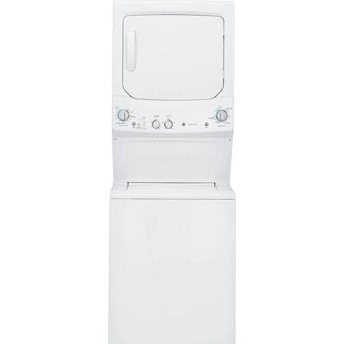 GE - Unitized Spacemaker 3.8 Cu. Ft. 12-Cycle Washer and 5.9 Cu. Ft. 4-Cycle Electric Dryer Combo - White on White - Front_Standard