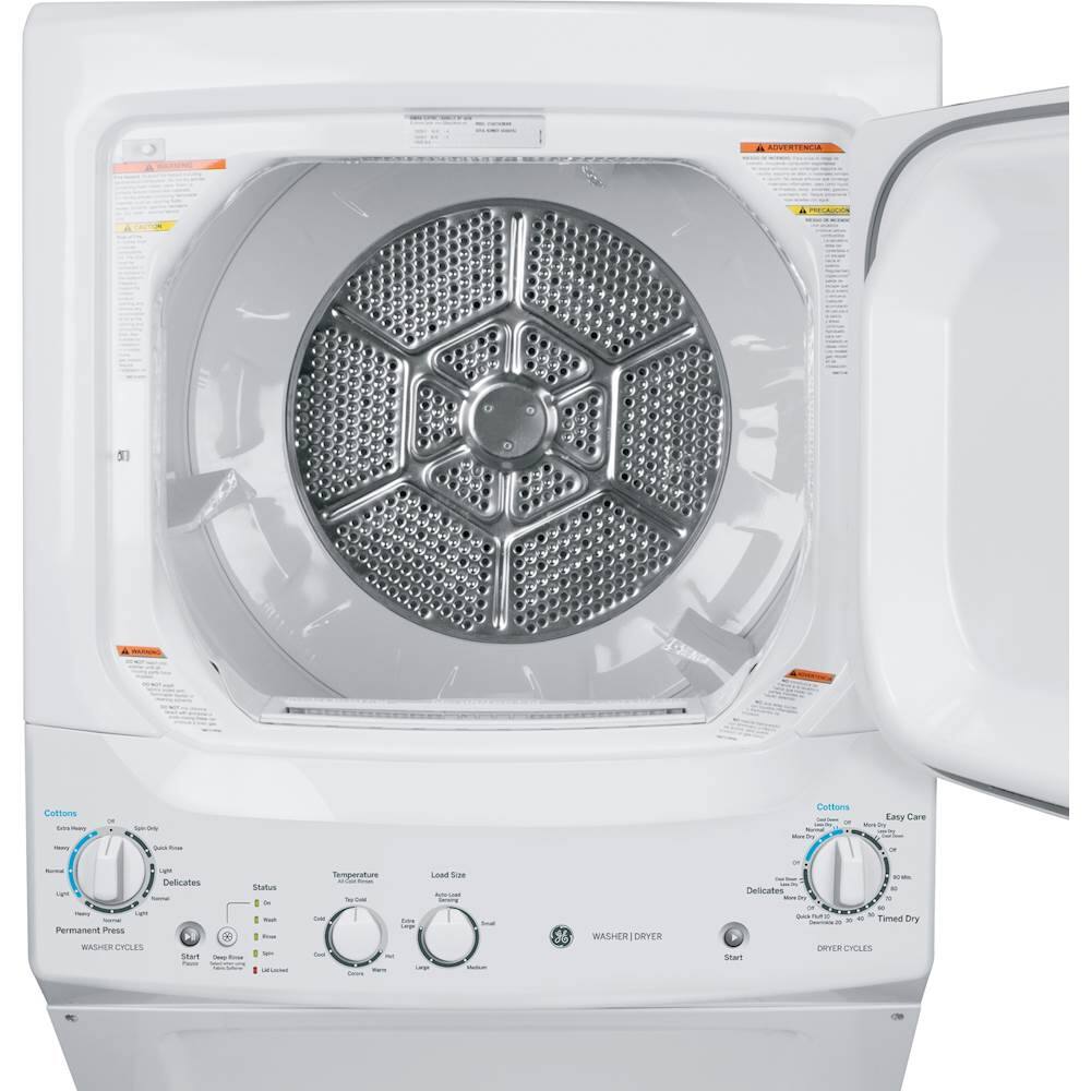 GE - Unitized Spacemaker 3.8 Cu. Ft. 12-Cycle Washer and 5.9 Cu. Ft. 4-Cycle Electric Dryer Combo - White on White - Alt_View_Standard_1