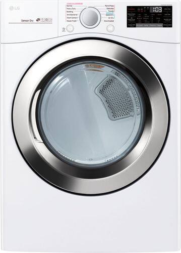 LG - 7.4 Cu. Ft. 12-Cycle Smart Wi-Fi Gas SteamDryer with Sensor Dry and TurboSteam - White - Front_Standard