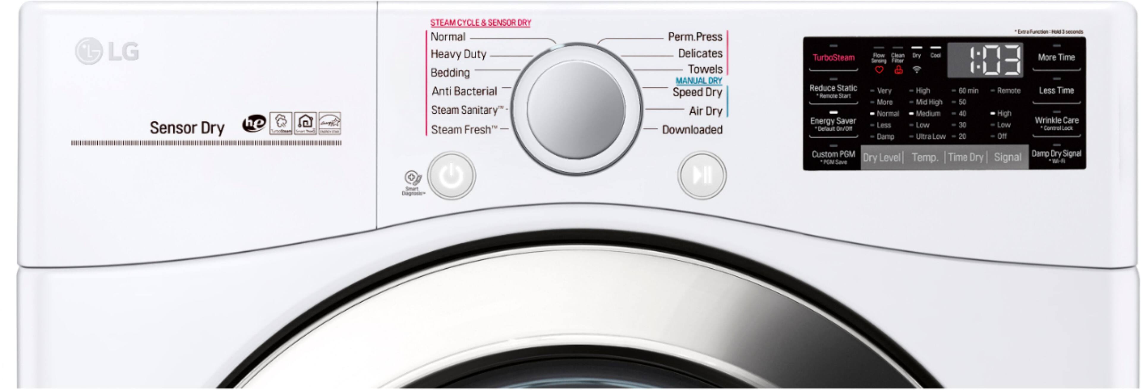 LG - 7.4 Cu. Ft. 12-Cycle Smart Wi-Fi Gas SteamDryer with Sensor Dry and TurboSteam - White - Alt_View_Standard_1
