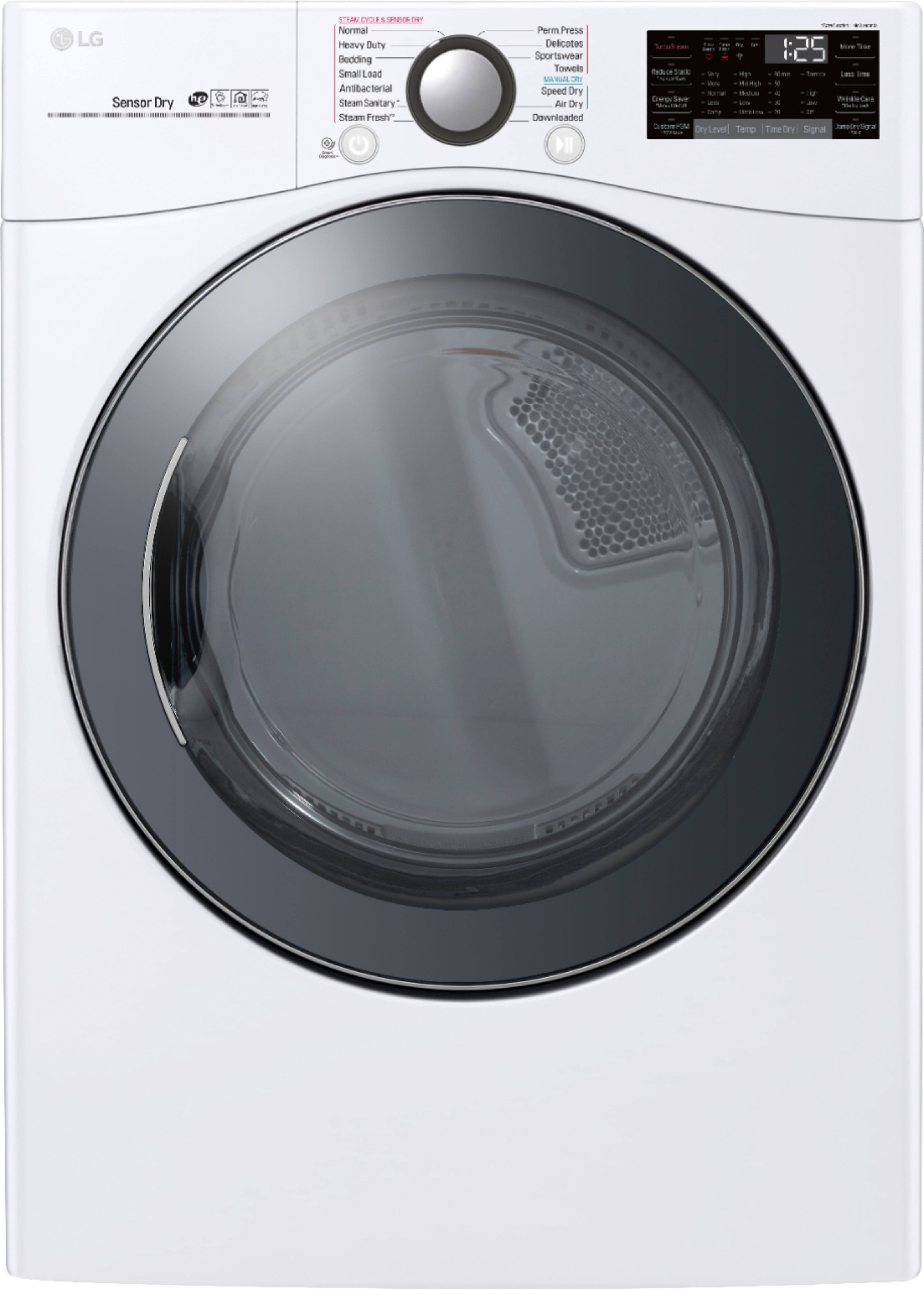 LG - 7.4 Cu. Ft. 14-Cycle Gas Dryer with Steam - White - Front_Zoom