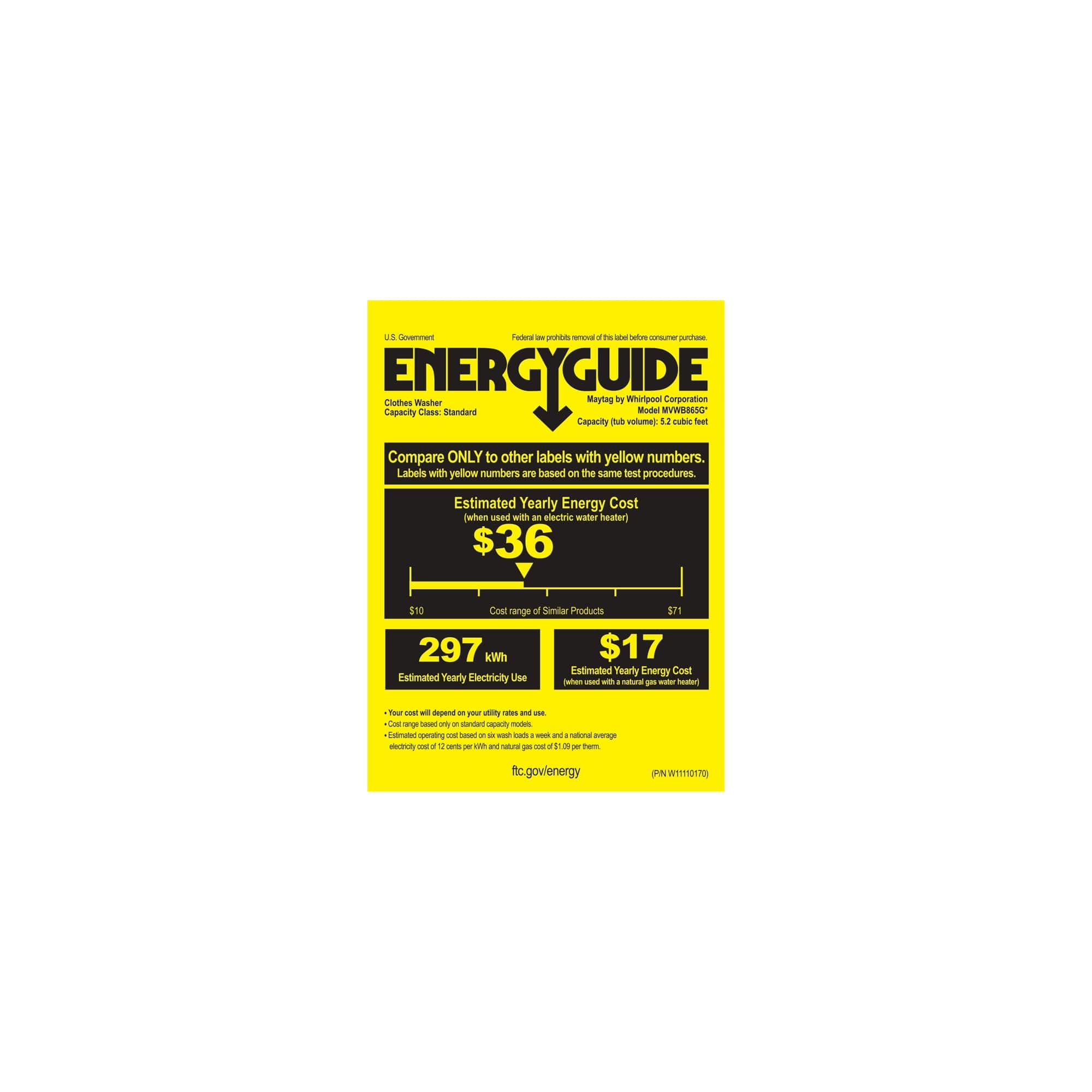 Maytag - 5.2 Cu. Ft. 11-Cycle Top-Loading Washer - White - Energy_Guide