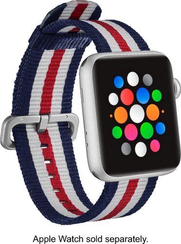 Modal&trade; - Woven Nylon Band Stainless Steel Watch Strap for Apple Watch&trade; 42mm and 44mm - White/Blue/Red