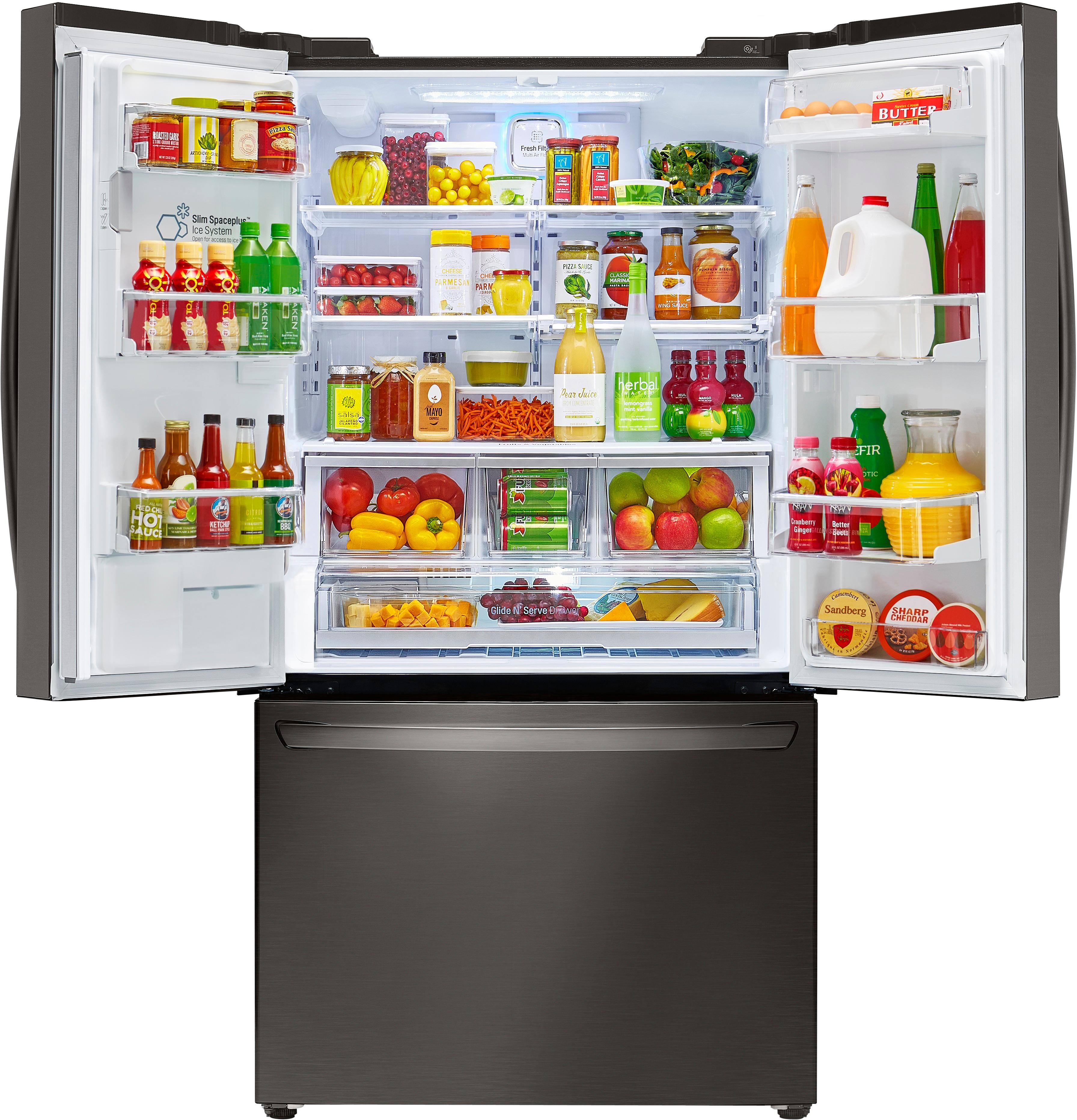 LG - 24.0 Cu. Ft. Counter-Depth French Door Refrigerator - PrintProof Black Stainless Steel - Alt_View_Standard_1