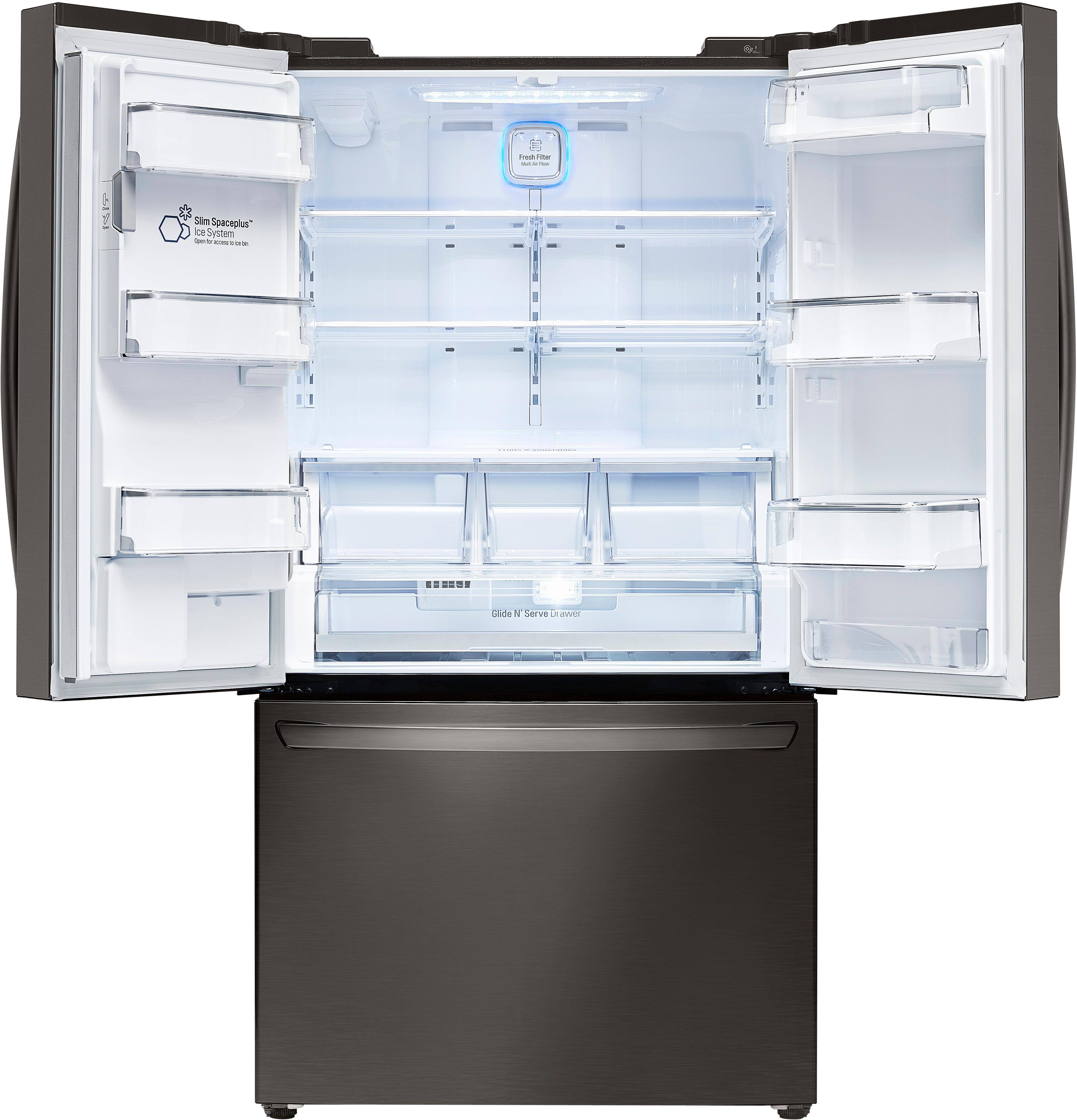 LG - 24.0 Cu. Ft. Counter-Depth French Door Refrigerator - PrintProof Black Stainless Steel - Alt_View_Standard_2