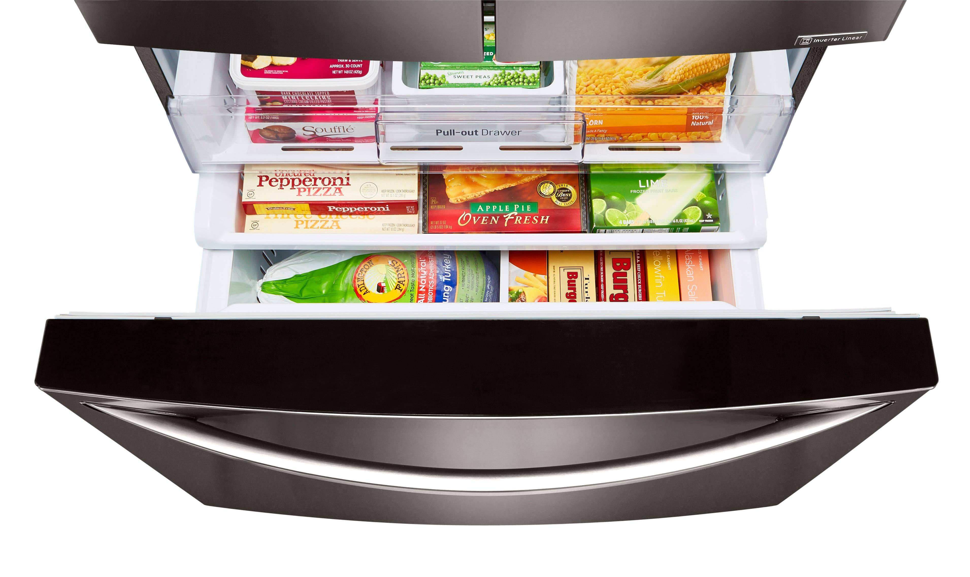 LG - 24.0 Cu. Ft. Counter-Depth French Door Refrigerator - PrintProof Black Stainless Steel - Alt_View_Standard_3