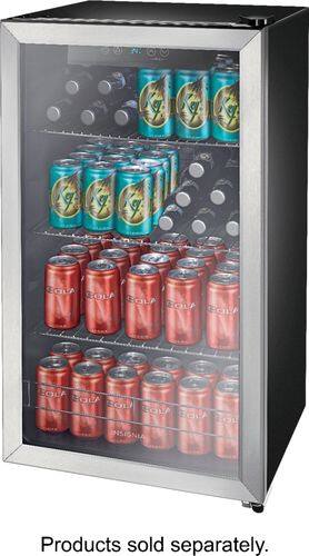 Insignia™ - 115-Can Beverage Cooler - Stainless steel - Front_Standard