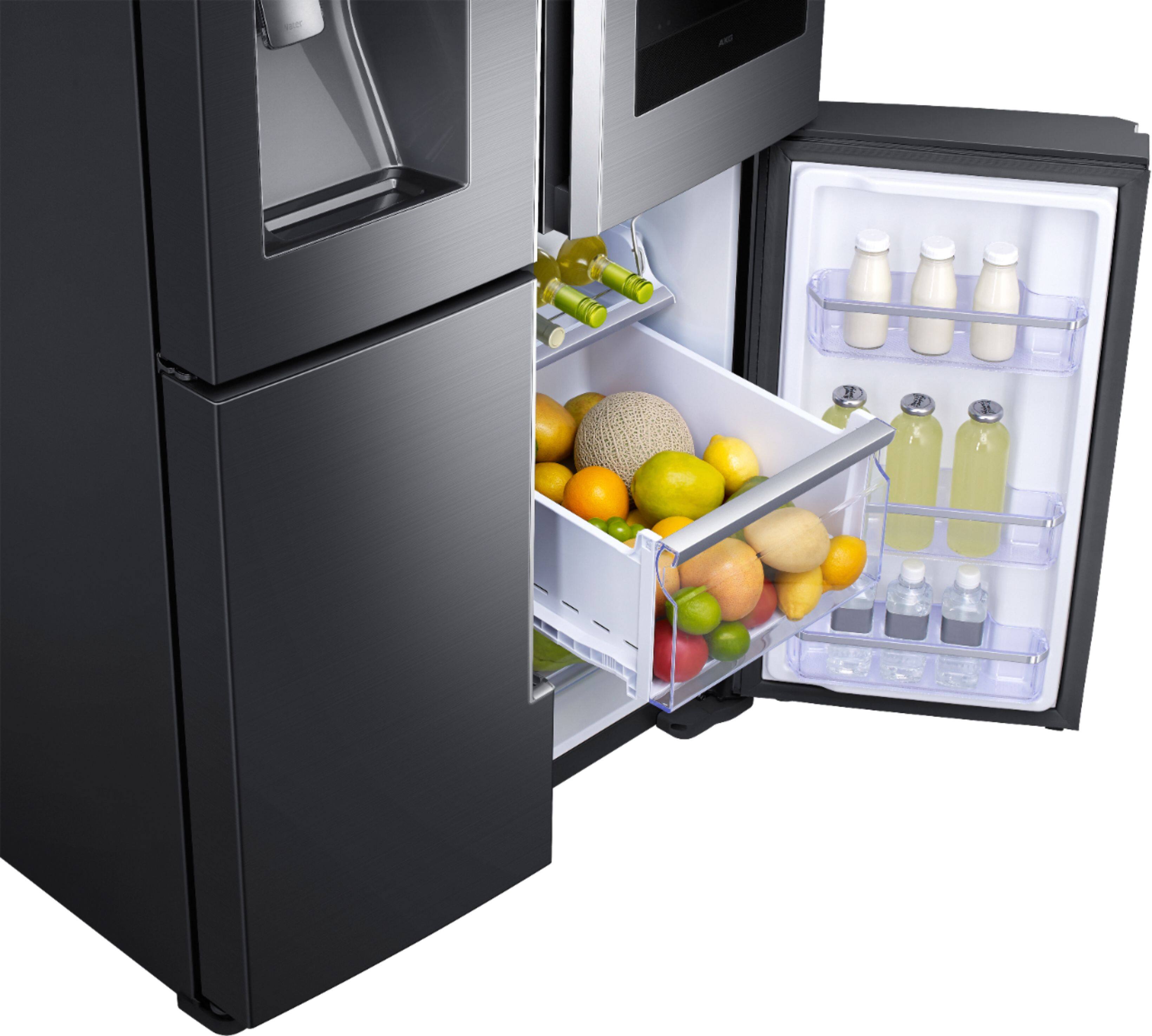 Samsung - Family Hub 22 Cu. Ft. 4-Door Flex French Door Counter-Depth Refrigerator - Fingerprint Resistant Black Stainless Steel - Alt_View_Standard_15