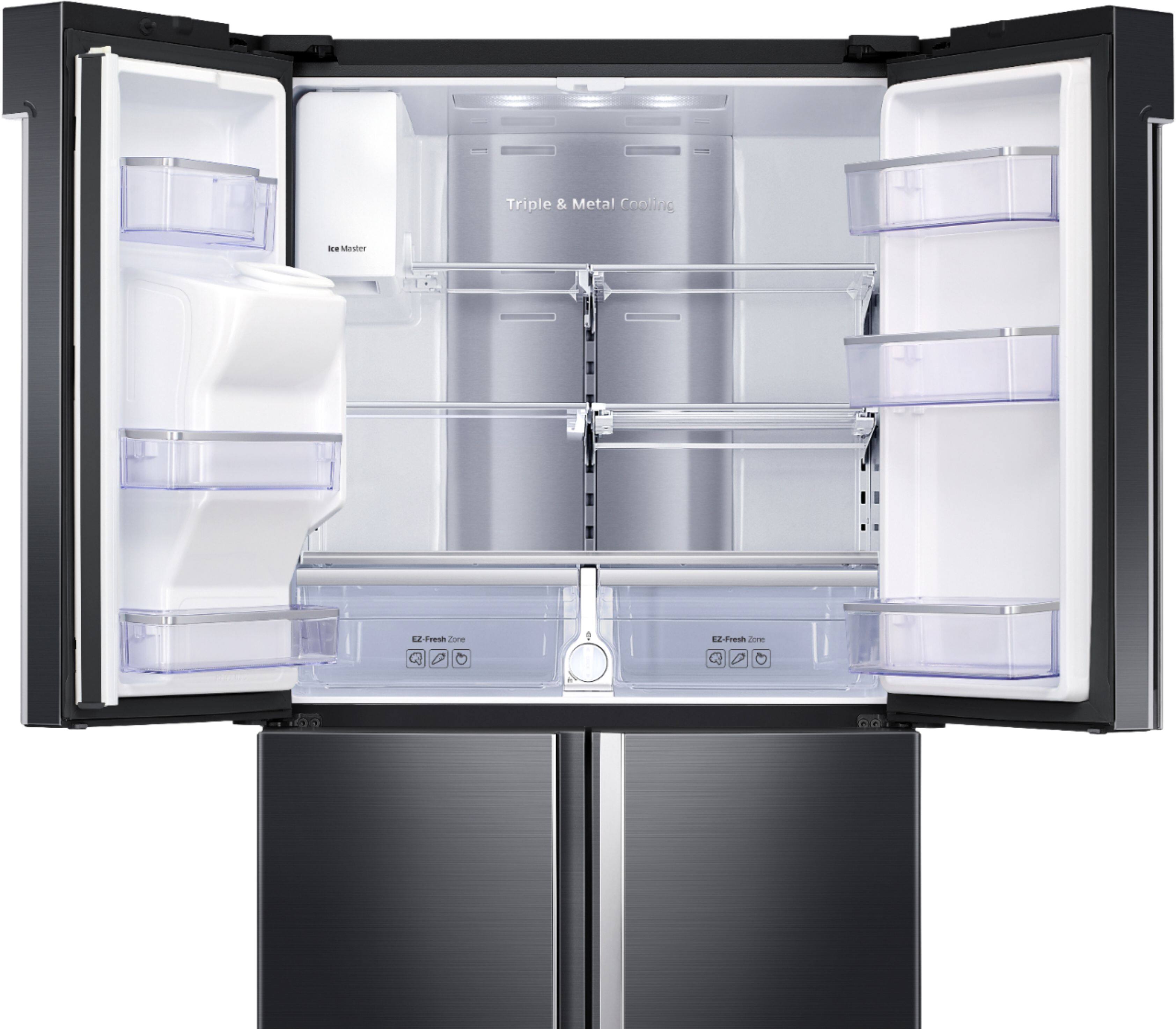 Samsung - Family Hub 22 Cu. Ft. 4-Door Flex French Door Counter-Depth Refrigerator - Fingerprint Resistant Black Stainless Steel - Alt_View_Standard_17