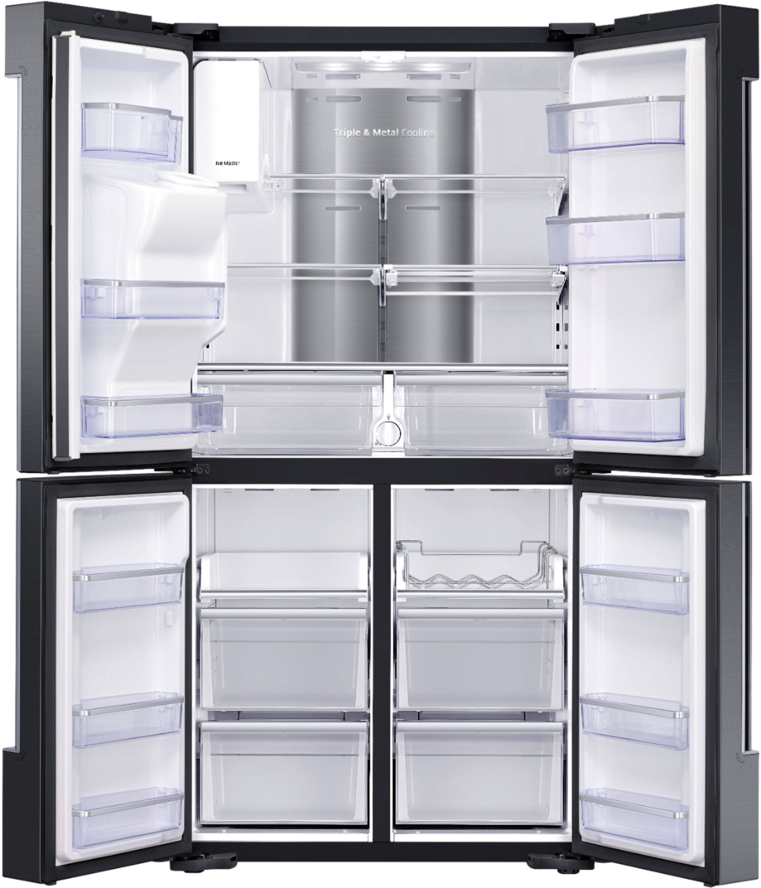 Samsung - Family Hub 22 Cu. Ft. 4-Door Flex French Door Counter-Depth Refrigerator - Fingerprint Resistant Black Stainless Steel - Alt_View_Standard_1