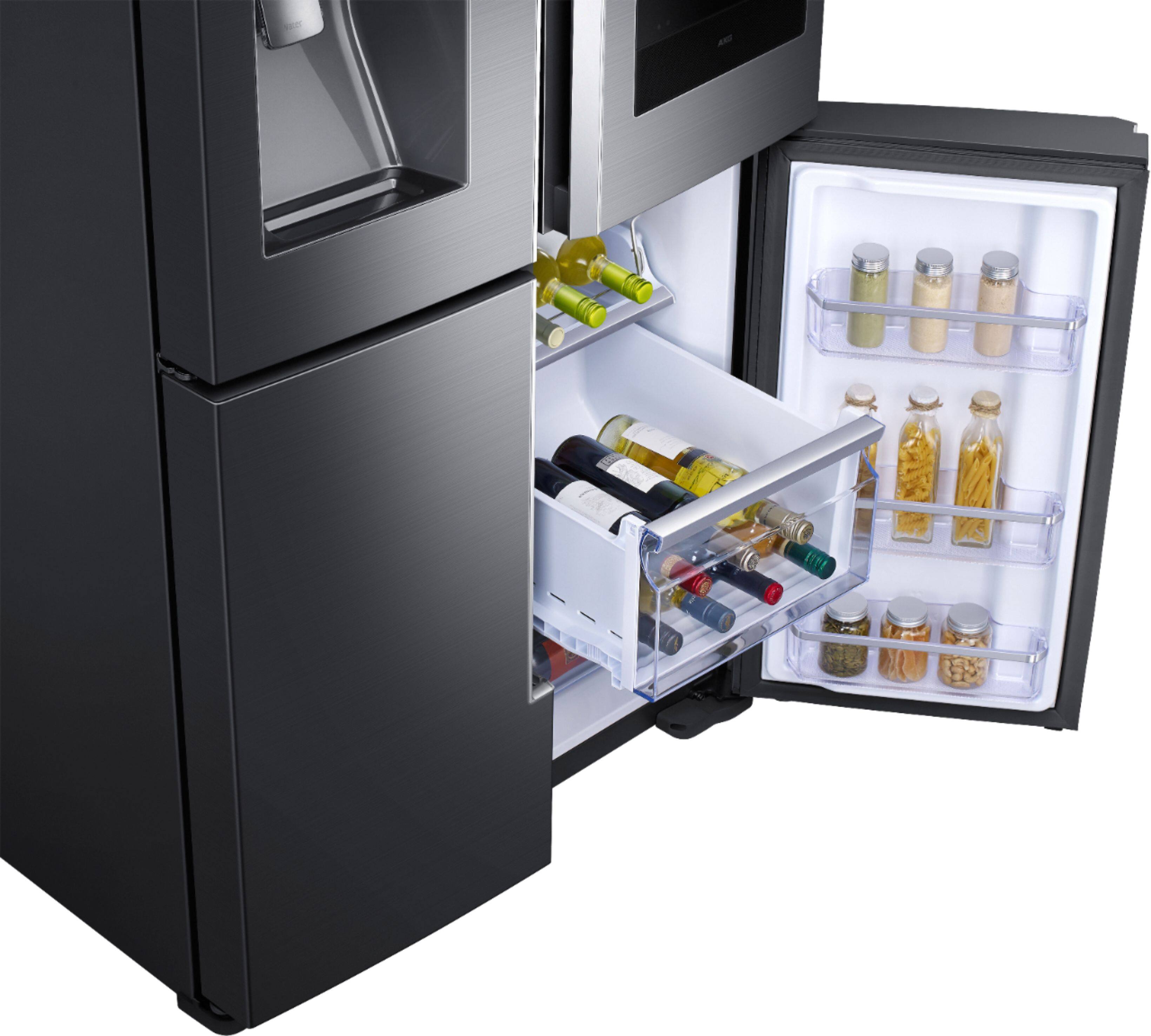 Samsung - Family Hub 22 Cu. Ft. 4-Door Flex French Door Counter-Depth Refrigerator - Fingerprint Resistant Black Stainless Steel - Alt_View_Standard_5