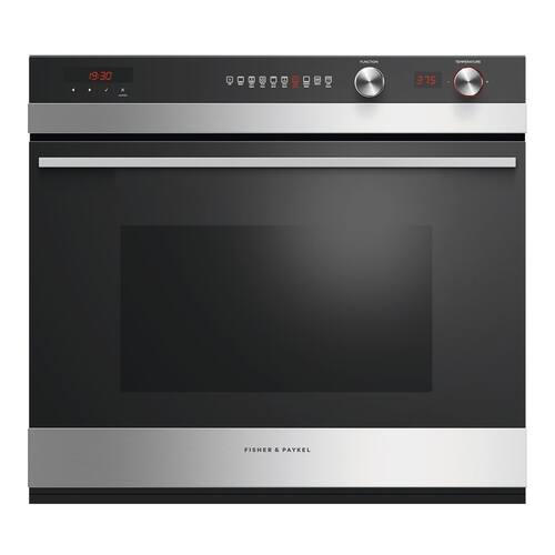 Fisher & Paykel - 29.9" Built-In Single Electric Wall Oven - Brushed Stainless Steel/Black Glass - Front_Standard