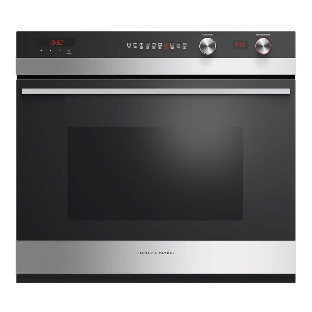 Fisher & Paykel - 29.9" Built-In Single Electric Wall Oven - Brushed Stainless Steel/Black Glass - Front_Zoom