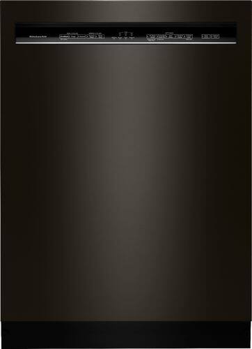 KitchenAid - 24" Front Control Tall Tub Built-In Dishwasher with Stainless Steel Tub - Black stainless steel - Front_Standard