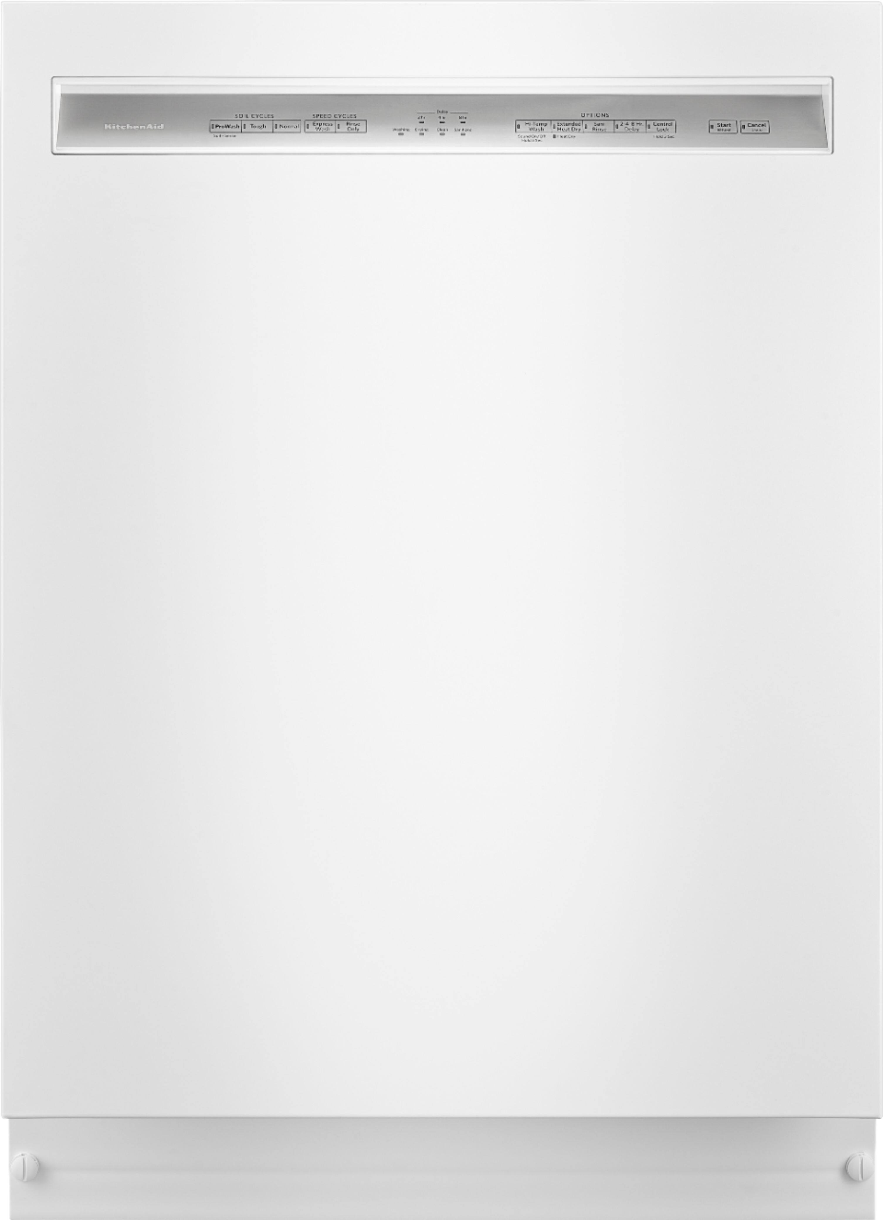 KitchenAid - 24" Front Control Tall Tub Built-In Dishwasher with Stainless Steel Tub - White - Front_Zoom