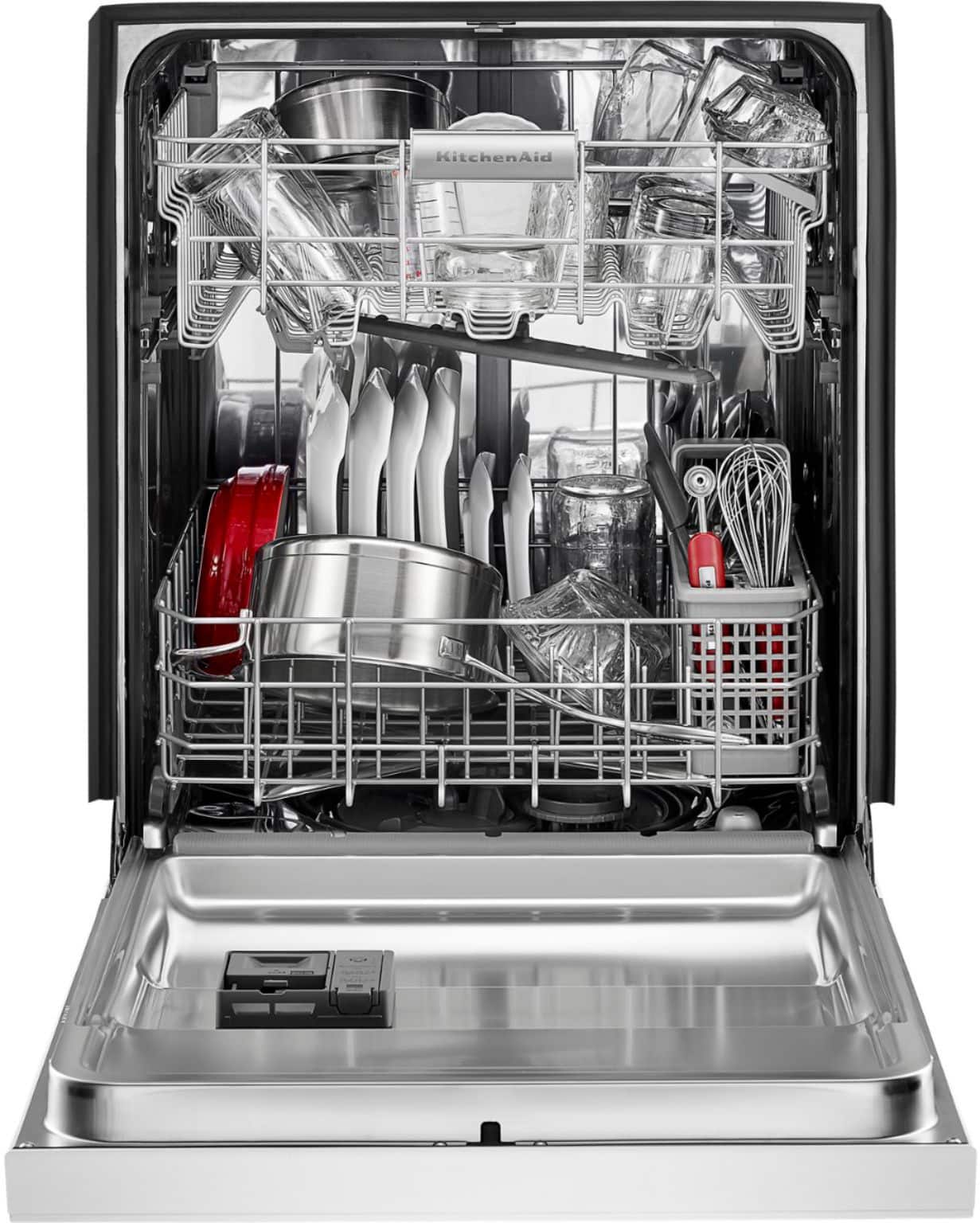 KitchenAid - 24" Front Control Tall Tub Built-In Dishwasher with Stainless Steel Tub - White - Alt_View_Standard_12