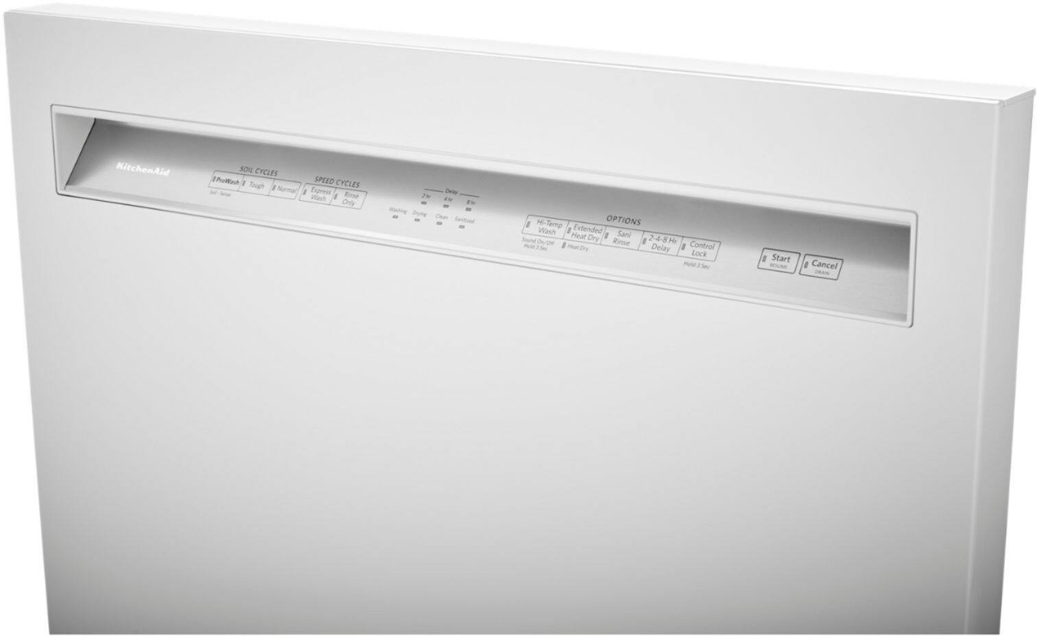 KitchenAid - 24" Front Control Tall Tub Built-In Dishwasher with Stainless Steel Tub - White - Alt_View_Standard_1