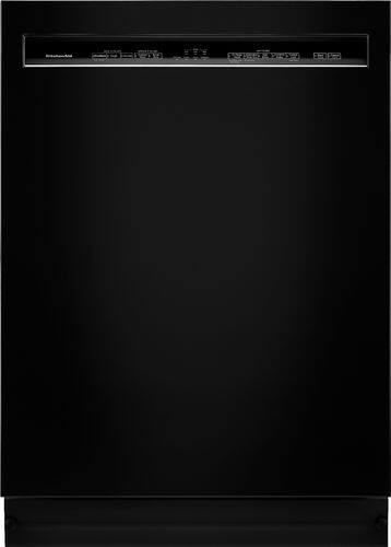 KitchenAid - 24" Front Control Tall Tub Built-In Dishwasher with Stainless Steel Tub - Black - Front_Standard