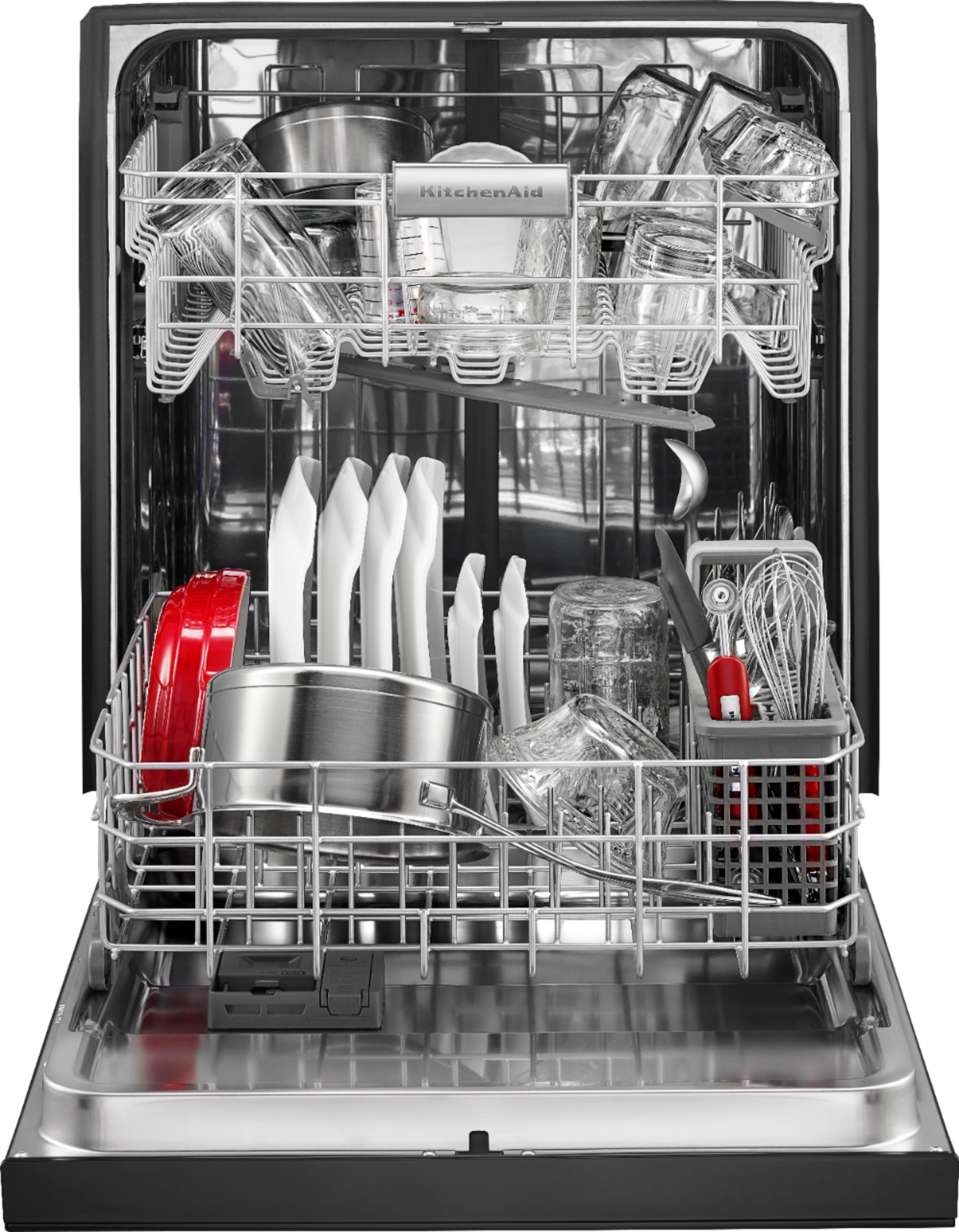 KitchenAid - 24" Front Control Tall Tub Built-In Dishwasher with Stainless Steel Tub - Black - Alt_View_Standard_14