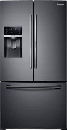 Samsung - 27.8 cu. ft. French Door Refrigerator with Food ShowCase and Thru-the-Door Ice and Water - Fingerprint Resistant Black Stainless Steel - Front_Standard