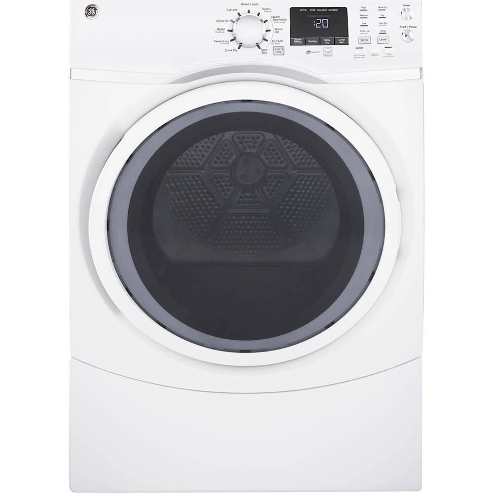 GE - 7.5 Cu. Ft. 13-Cycle Gas Dryer with Steam - White On White - Front_Zoom