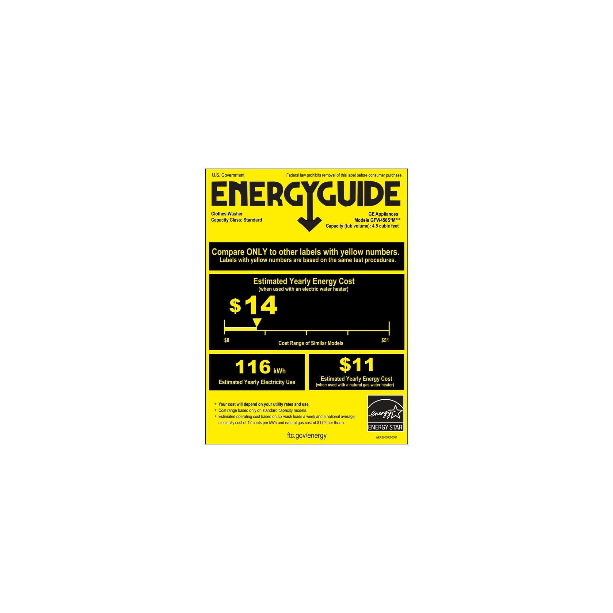GE - 4.5 Cu. Ft. 10-Cycle Front-Loading Washer - Diamond Gray - Energy_Guide