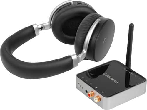 Aluratek - Wireless Over the Ear Bluetooth Headphones and Transmitter Kit - Black