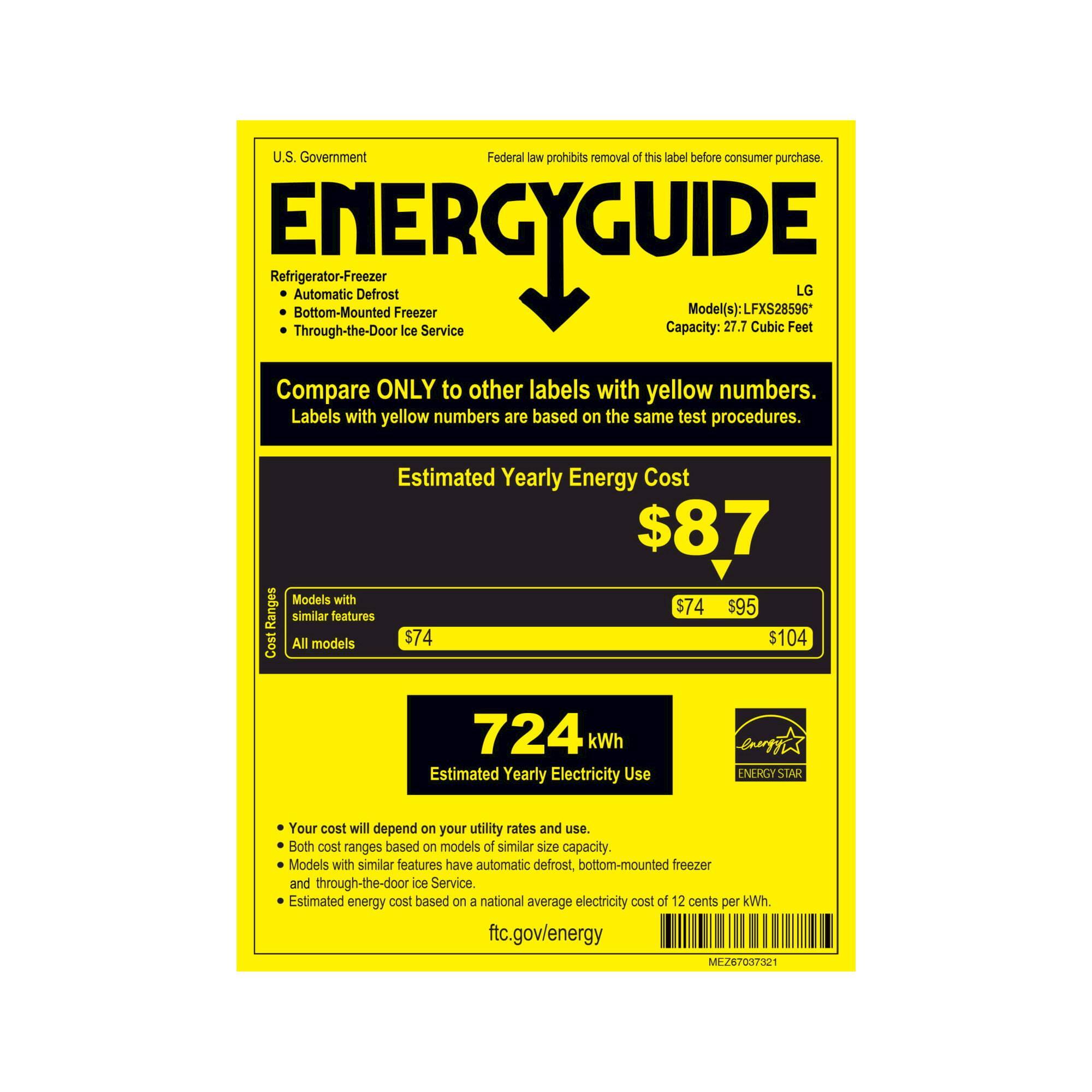 LG - 27.5 Cu. Ft. French InstaView Door-in-Door Smart Wi-Fi Enabled Refrigerator - PrintProof Matte Black Stainless Steel - Energy_Guide
