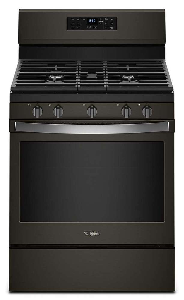 Whirlpool - 5.0 Cu. Ft. Self-Cleaning Freestanding Gas Convection Range - Black stainless steel - Front_Zoom