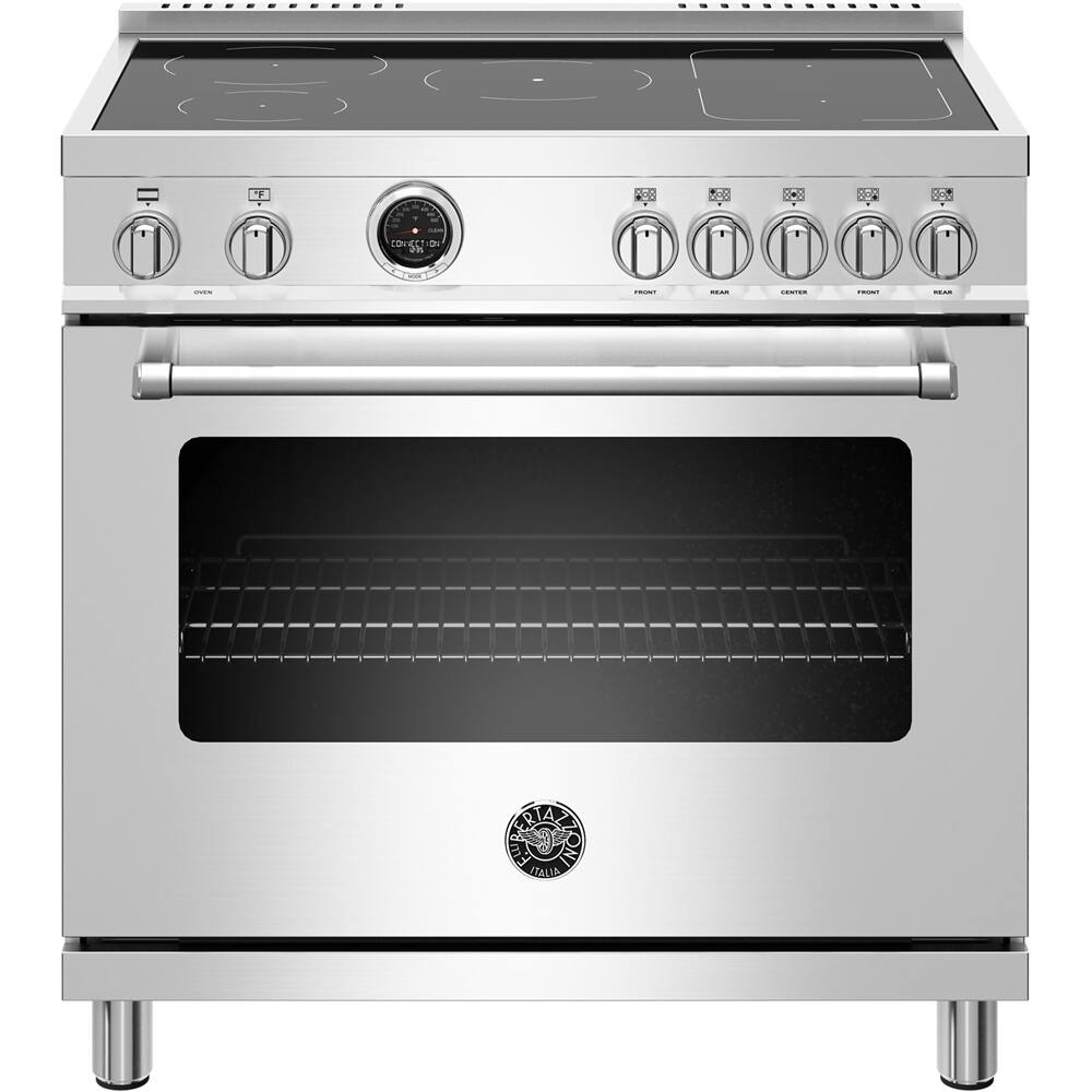 Bertazzoni - 5.7 Cu. Ft. Self-Cleaning Freestanding Electric Induction Convection Range - Stainless steel - Front_Zoom