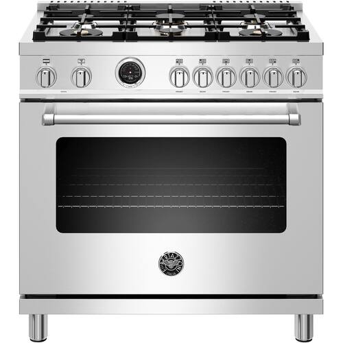 Bertazzoni - 5.7 Cu. Ft. Self-Cleaning Freestanding Dual Fuel Convection Range - Stainless steel - Front_Standard