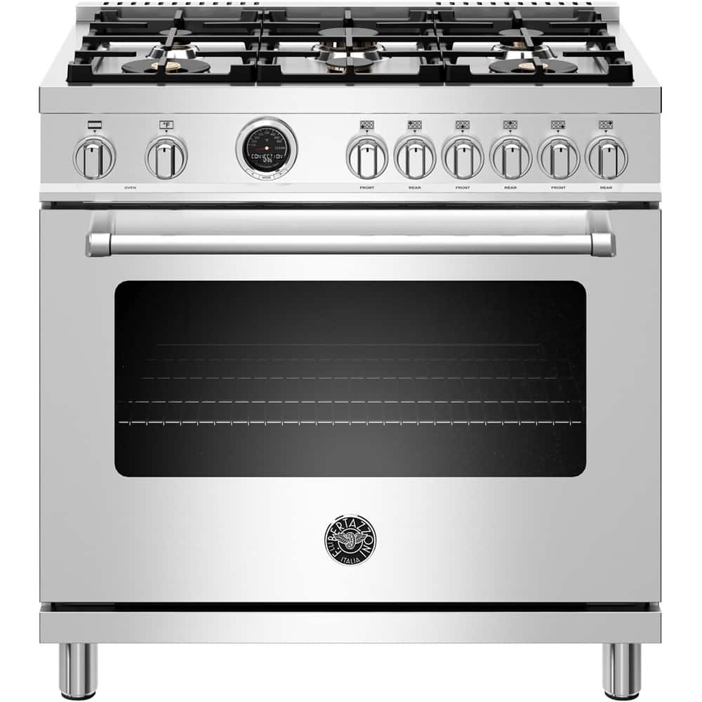 Bertazzoni - 5.7 Cu. Ft. Self-Cleaning Freestanding Dual Fuel Convection Range - Stainless steel - Front_Zoom