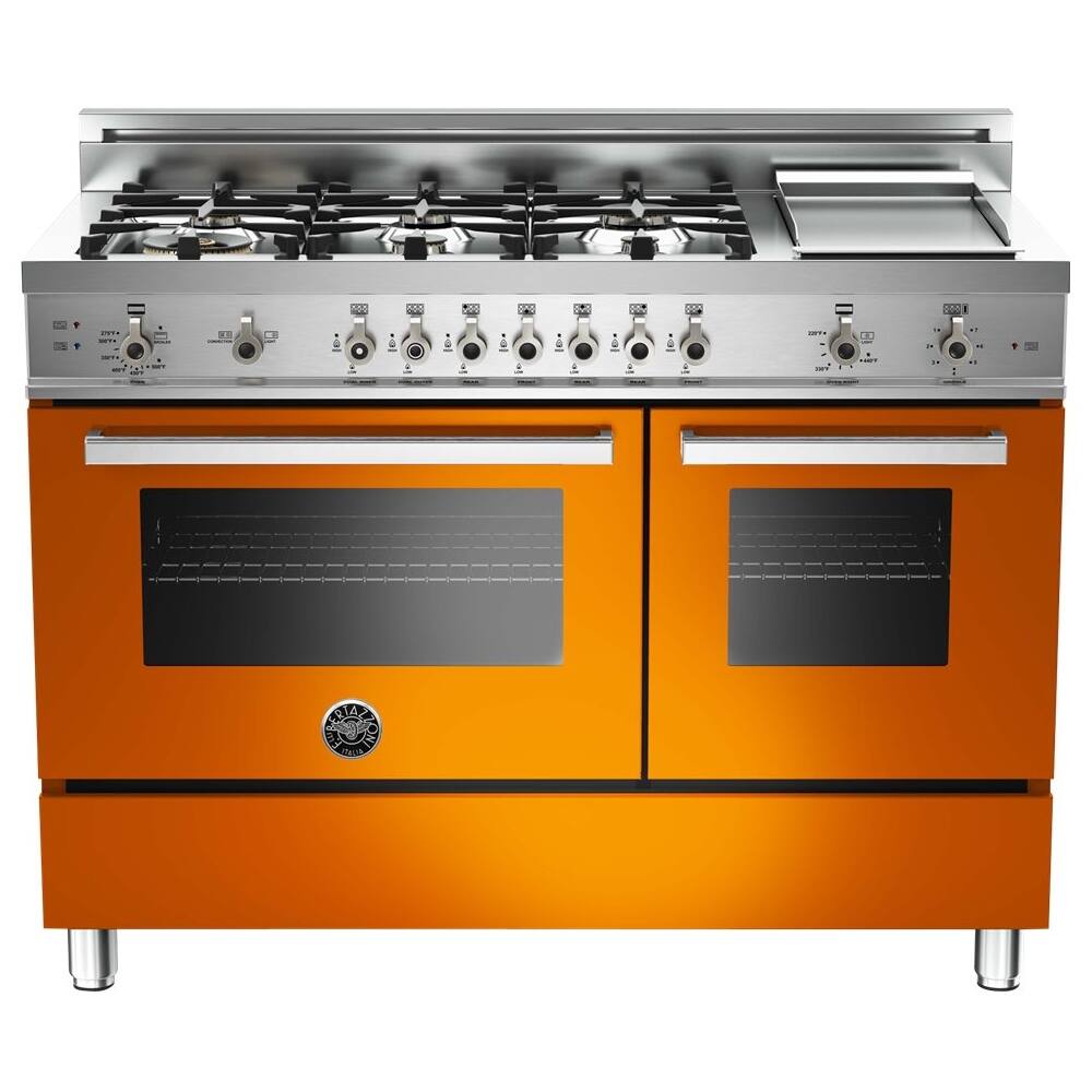 Bertazzoni Freestanding Double Oven Gas Convection Range Orange at Pacific Sales