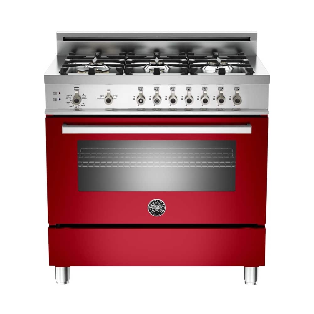 Bertazzoni - 4.4 Cu. Ft. Freestanding Gas Convection Range - Red - Front_Zoom