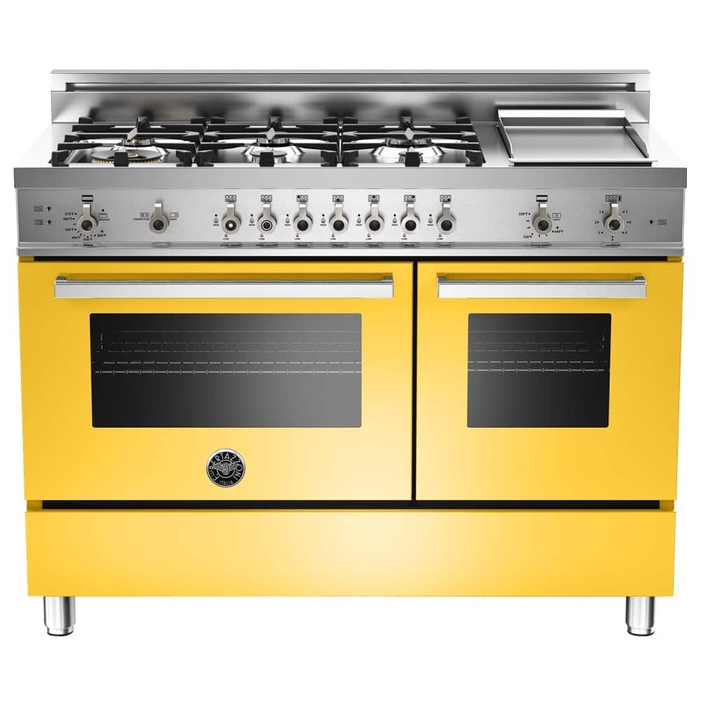 Bertazzoni Freestanding Double Oven Gas Convection Range Yellow at