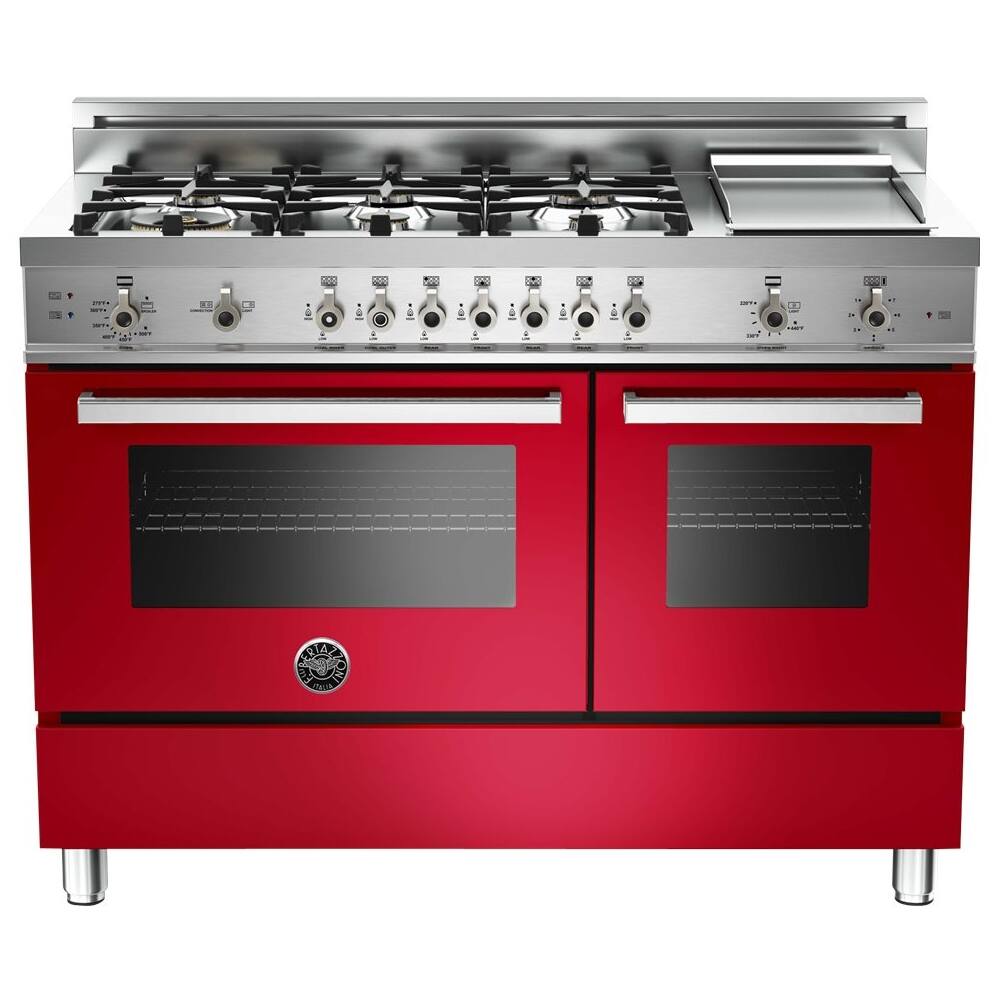 Bertazzoni Freestanding Double Oven Gas Convection Range Red at