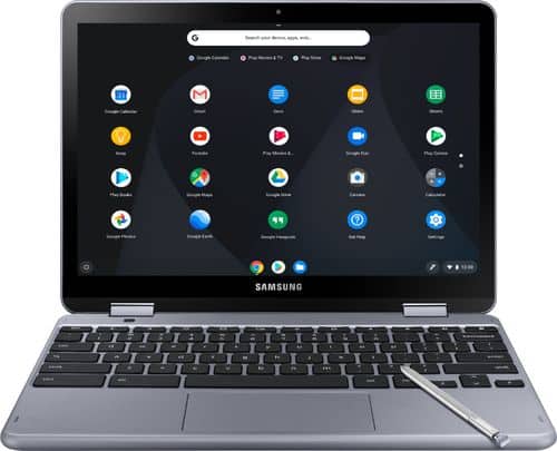 Samsung - Plus 2-in-1 12.2" Touch-Screen Chromebook - Intel Celeron - 4GB Memory - 32GB eMMC Flash Memory - Stealth Silver