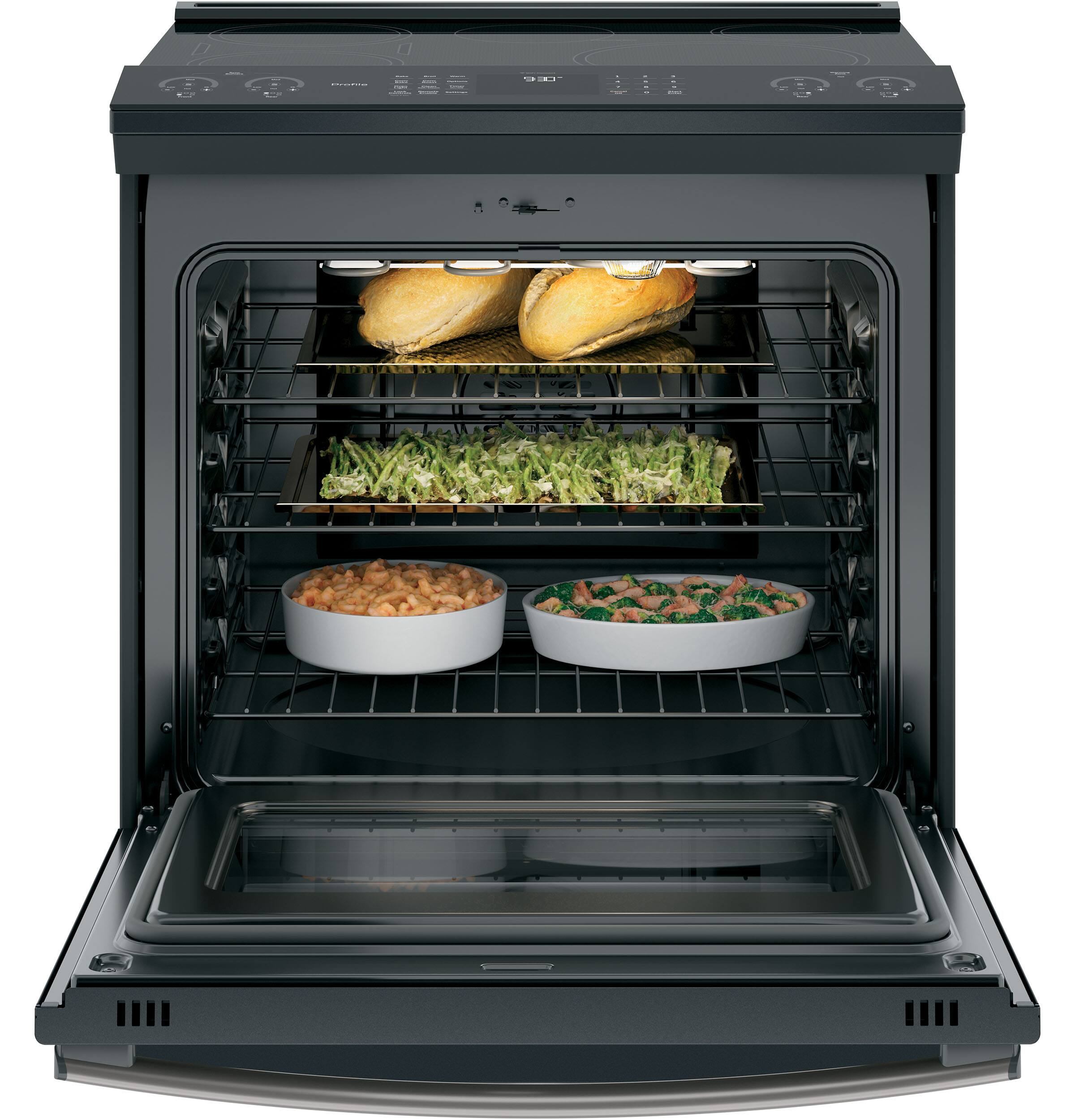 GE 5.3 Cu. Ft. Electric Induction Convection Range Black Slate at