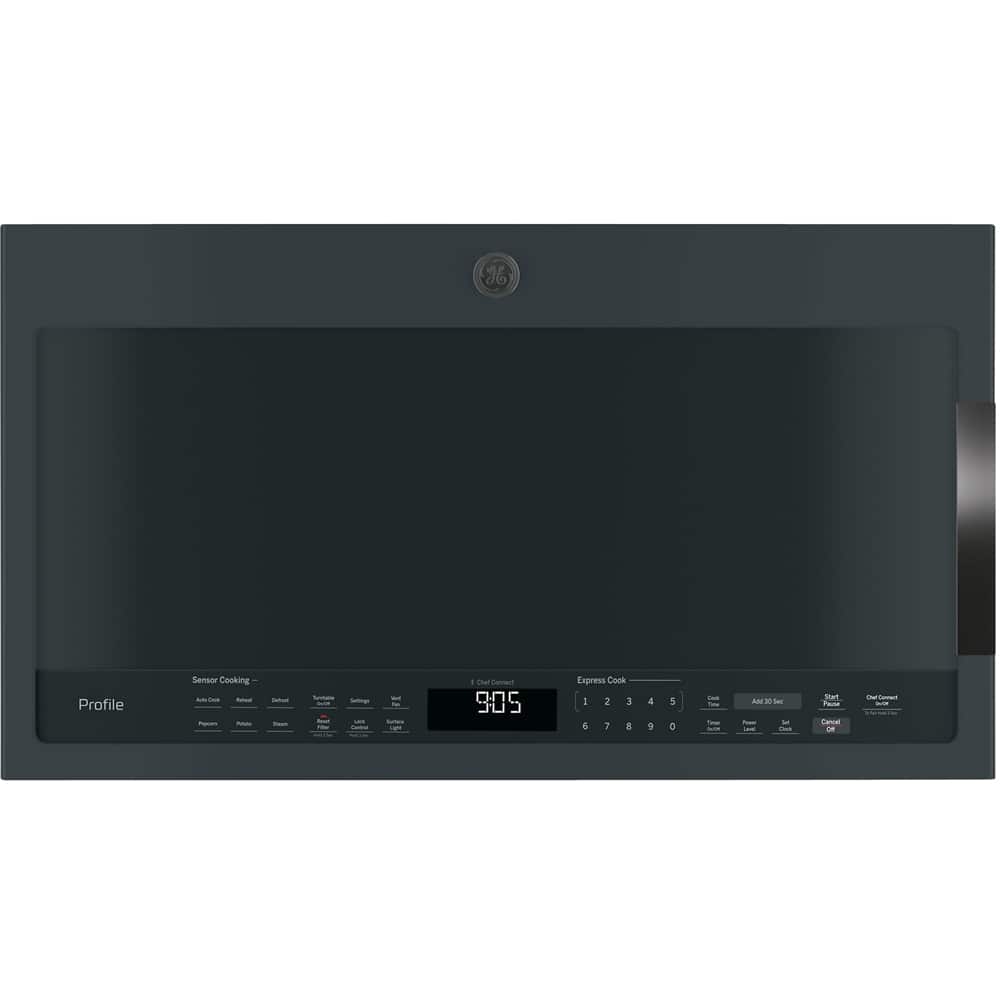 GE - Profile 2.1 Cu. Ft. Over-the-Range Microwave with Sensor Cooking - Black Slate - Front_Zoom