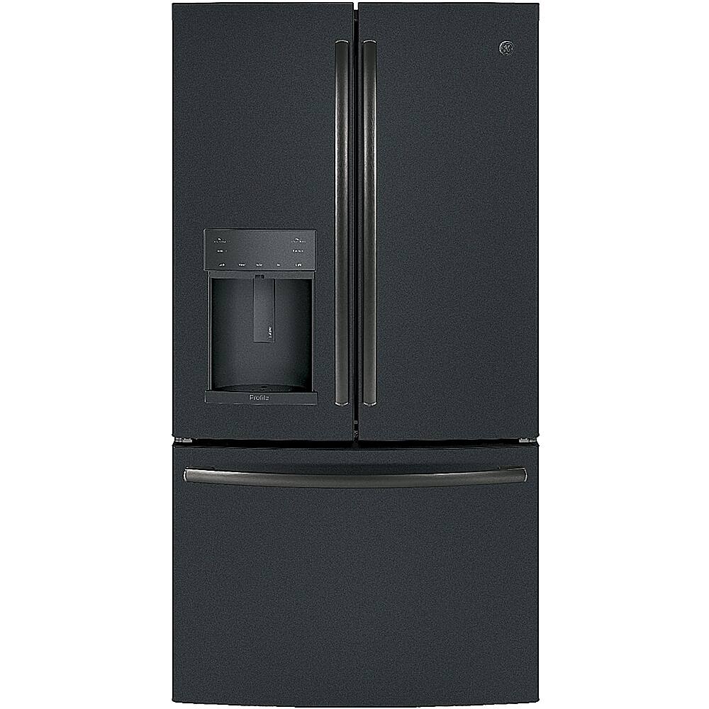 GE - Profile Series 22.2 Cu. Ft. French Door Counter-Depth Refrigerator - Black Slate - Front_Zoom