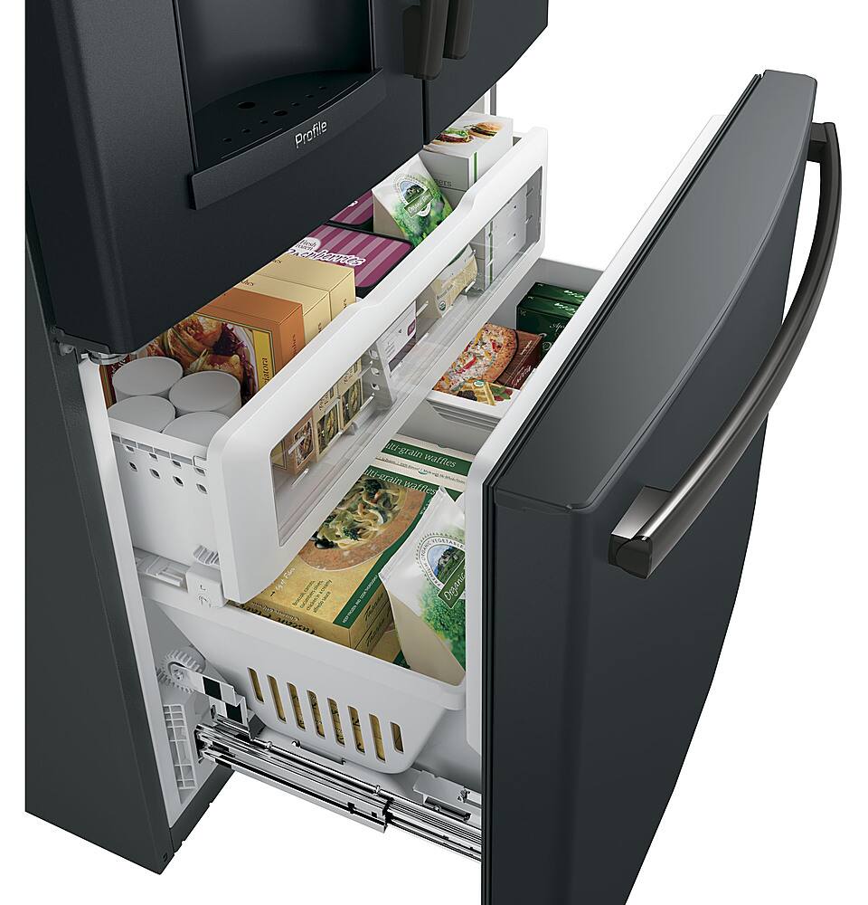 GE - Profile Series 22.2 Cu. Ft. French Door Counter-Depth Refrigerator - Black Slate - Alt_View_Standard_12