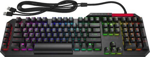 HP - OMEN by HP Sequencer Wired Gaming Optical-Mechanical Blue Switch Keyboard with RGB Back Lighting - Black