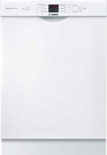 Bosch - 100 Series 24" Front Control Built-In Dishwasher with Stainless Steel Tub - White - Front_Standard
