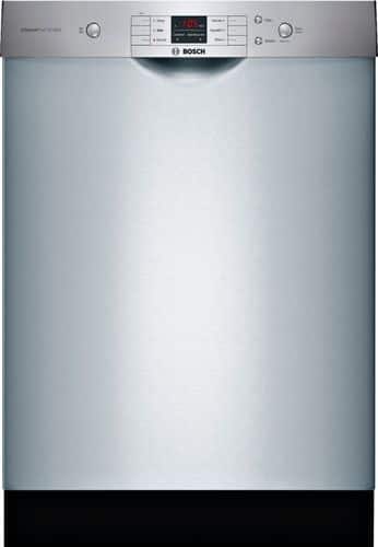 Bosch - 100 Series 24" Front Control Built-In Dishwasher with Stainless Steel Tub - Stainless steel - Front_Standard