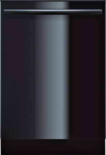 Bosch - 100 Series 24" Front Control Built-In Dishwasher with Stainless Steel Tub - Black - Front_Standard