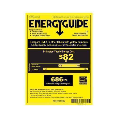LG - 26.2 Cu. Ft. French Door Smart Wi-Fi Enabled Refrigerator - PrintProof Stainless Steel - Energy_Guide